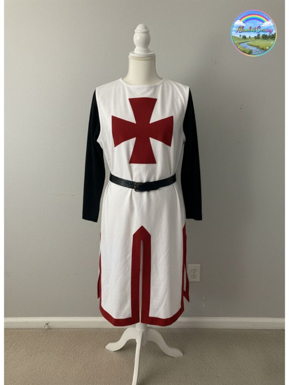 Medieval Crusader Tunic Costume Cotton Spandex Cross Print Men's